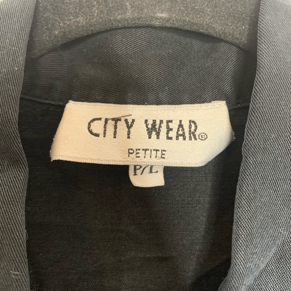 City Wear Vintage 80s Black 100% Tincel Retro Button Up Shirt Silver Detailing - Picture 4 of 11